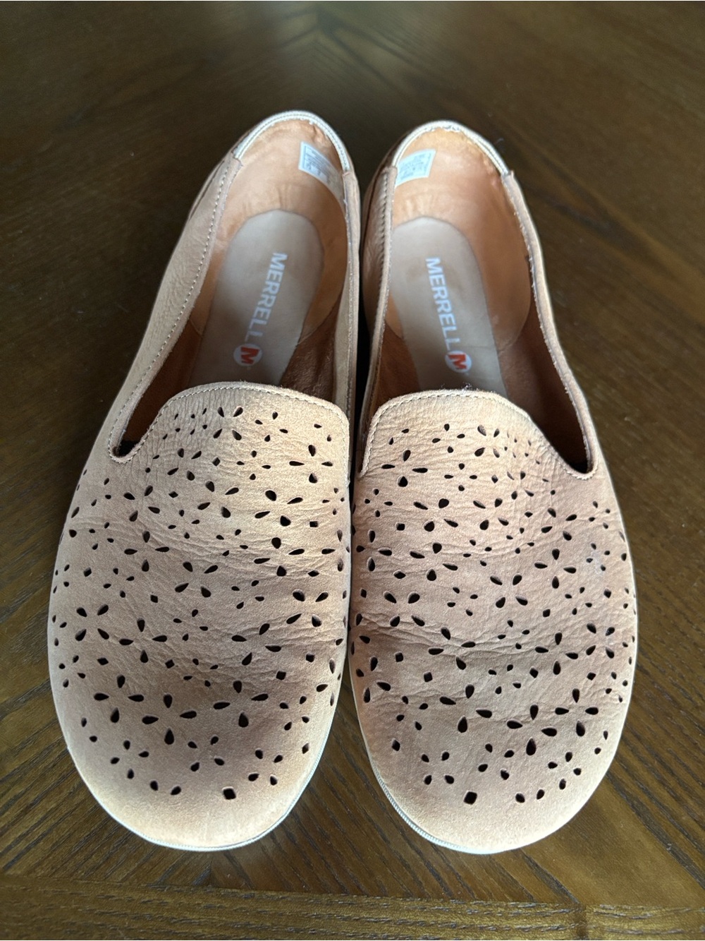 Merrell Brown Sugar Leather Perforated Slip-On Flats Women’s 7.5 Comfort Shoes